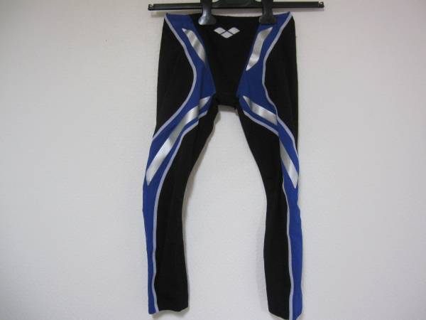 美中古 arena アクアフォース ライト L 黒青 ロングスパッツ FAR-9507M 