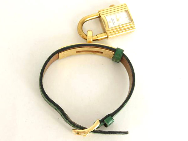 1円 ジャンク品 エルメス ケリー レディース腕時計 ○Y刻印 グリーン