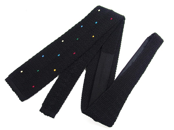 ☆即発 極美品 エルメス ニットタイ ドット柄 オレンジ シルク100% 独