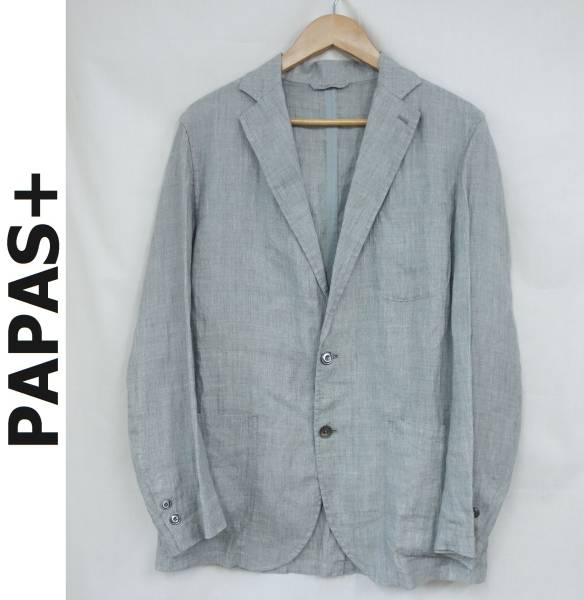 美品 PAPAS＋ パパスプラス 麻100% リネンジャケット 日本製 M 