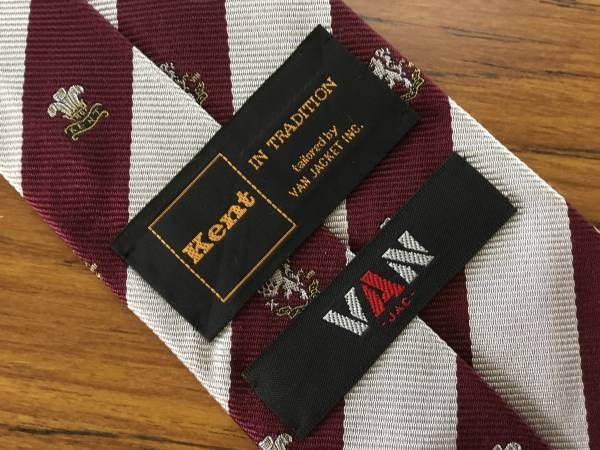 特注 限定 VAN JAC Kent IN TRADITION ダブルネーム オーセンティックレジメンタルストライプネクタイ バーガンディーxシルバー アイビー