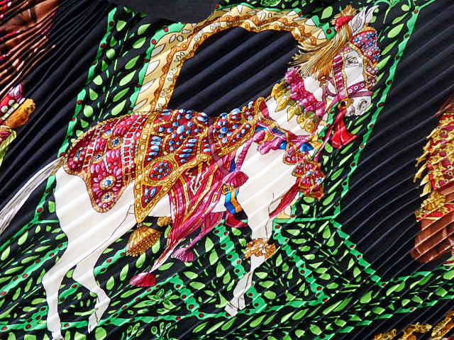 極美品◎試着保管品 HERMES エルメス プリーツ スカーフ シルク100