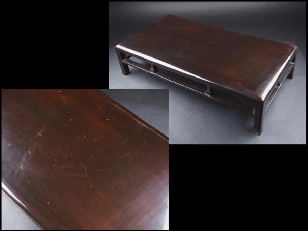 【夢工房】中国古玩漆塗平香炉卓　2.6ｋｇ　巾63.5㎝　YM1