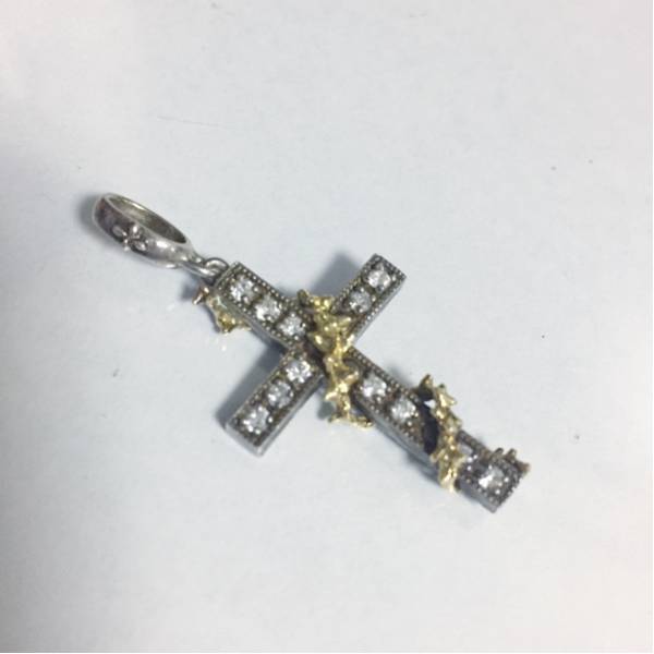 ローリーロドキン LOVE&HATE いばらクロス K18 SV 925 ペンダント