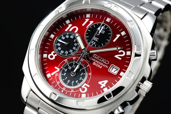 1円×3本セイコー逆輸入クロノ美しすぎるワインレッド50m防水_3