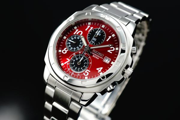1円×3本セイコー逆輸入クロノ美しすぎるワインレッド50m防水_4