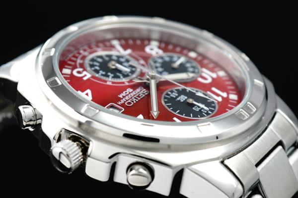 1円×3本セイコー逆輸入クロノ美しすぎるワインレッド50m防水_6