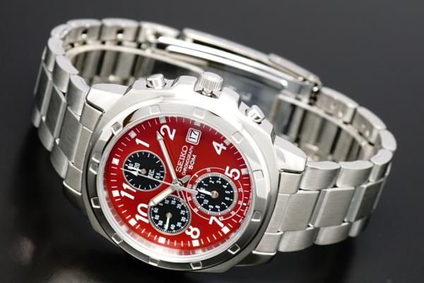 1円×3本セイコー逆輸入クロノ美しすぎるワインレッド50m防水_7