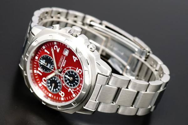 1円×3本セイコー逆輸入クロノ美しすぎるワインレッド50m防水_8