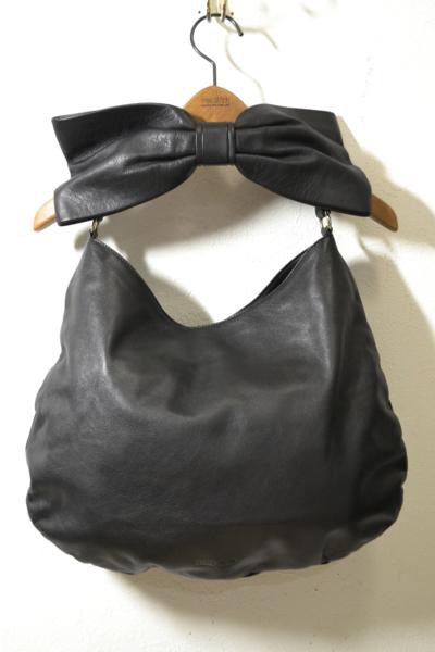 RED VALENTINO [ レッド ヴァレンティノ ] リボン レザー ショルダー ハンド バッグ 黒 バレンチノ (B8-68)