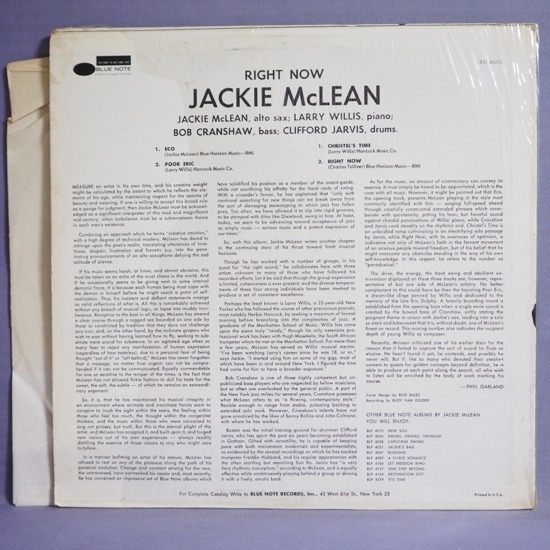 ⁄ JACKIE Jackie Blue Note Ring Let Freedom McLEAN 11008023;US盤