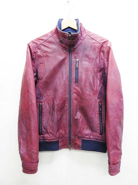 フォーバレー FOUR VALLEY ライダースジャケット レザージャケット 豚革 紫 パープル S