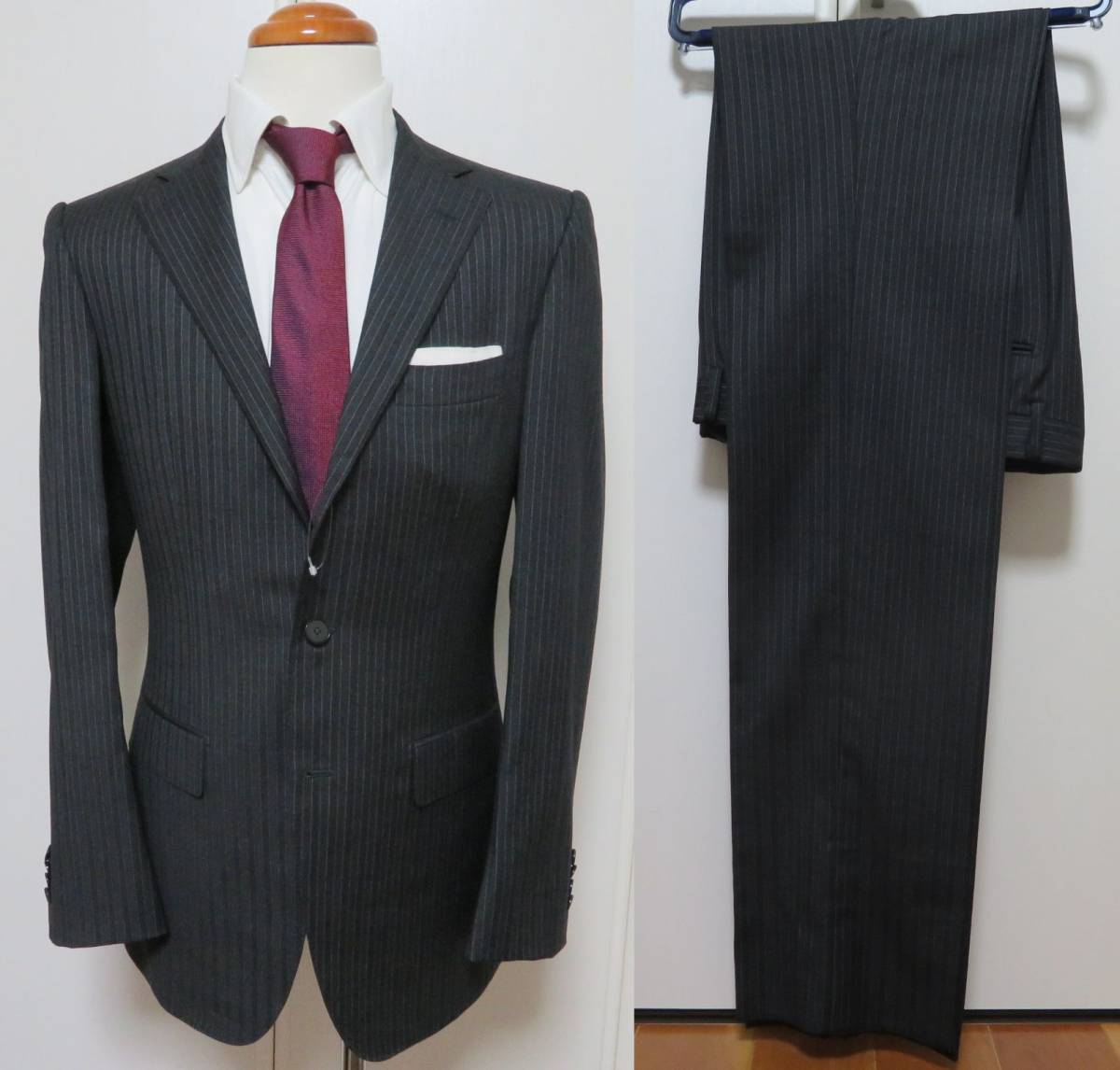 ■新品SALE【エディフィス】極上スーツ 秋冬 ウール チャコールグレー ストライプ柄 48 #1