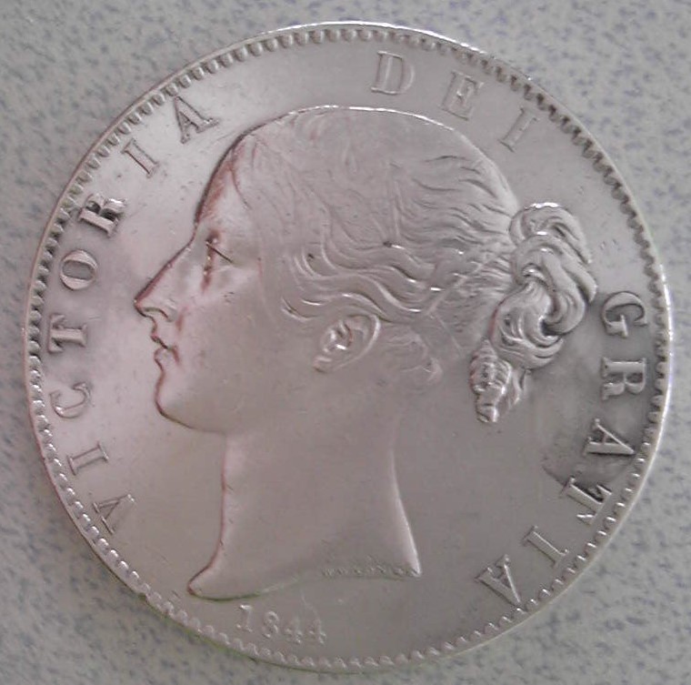 1844年 イギリス ビクトリア ヤングヘッド クラウン銀貨_3