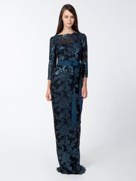 ソフィア妃着 美品 タダシショージ TADASHI SHOJI ネイビー 豪華
