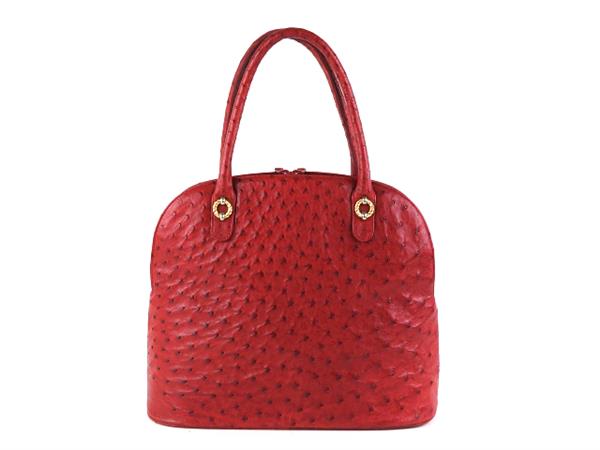 クーニギン オーストリッチ ハンドバッグ レッド系 Konigin 中古 1円 