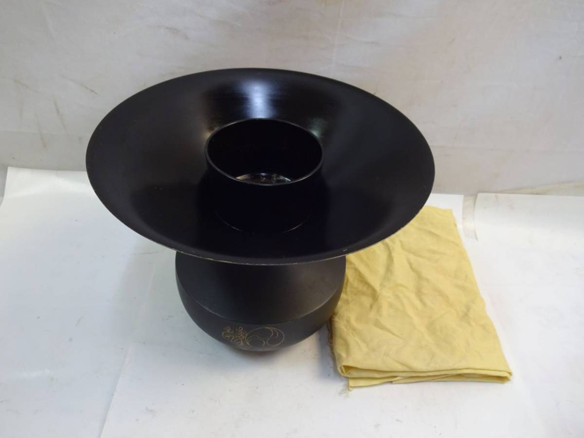 華道具 『銅薄端&frasl;うすばた』 花器 （桐.三ッ巴） 在銘 レトロ品