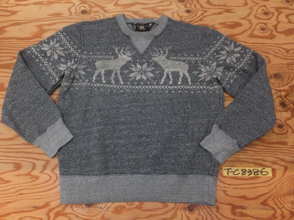 RRL ダブルアールエル Polo RALPH LAUREN ラルフローレン ノルディック柄プリント 長袖トレーナー メンズ M グレー