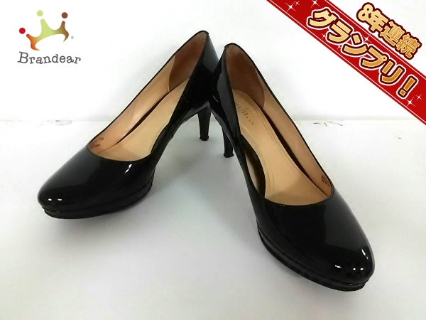 コールハーン COLE HAAN 靴 パンプス 7 1/2 エナメル（レザー） 黒 レディース アウトソール張替済/NIKE AIR