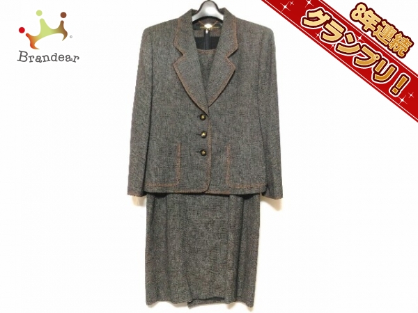 レリアン Leilian レディーススーツ ワンピーススーツ サイズ11 M 黒×アイボリー レディース 美品