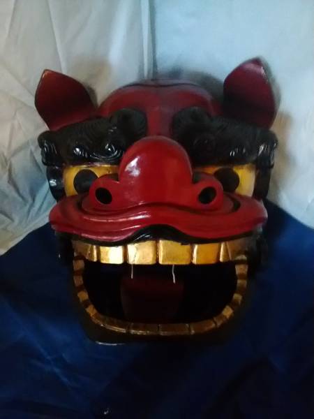 獅子頭 獅子舞 置物 木彫 魔除け 縁起物 木彫り 彫刻 伝統工芸 木製