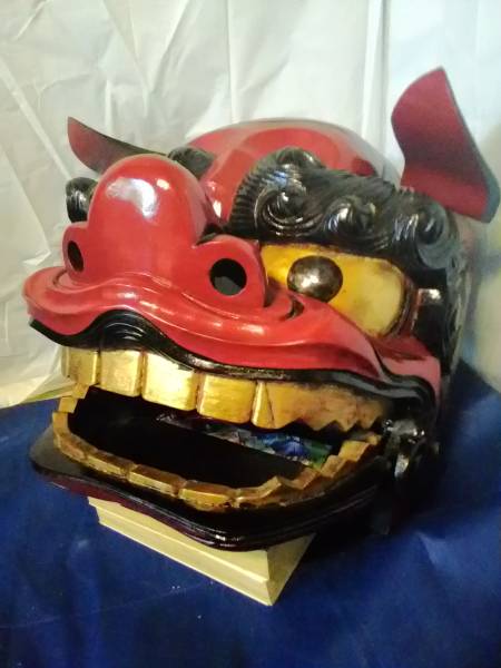 獅子頭 獅子舞 置物 木彫 魔除け 縁起物 木彫り 彫刻 伝統工芸 木製