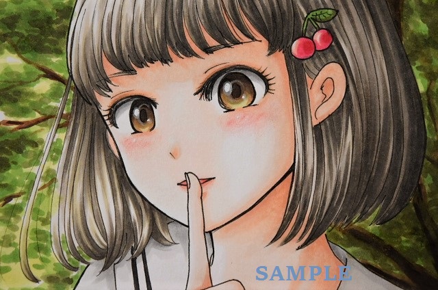 手描きイラスト オリジナル 『内緒だよ・・？』 B5サイズ(手描き