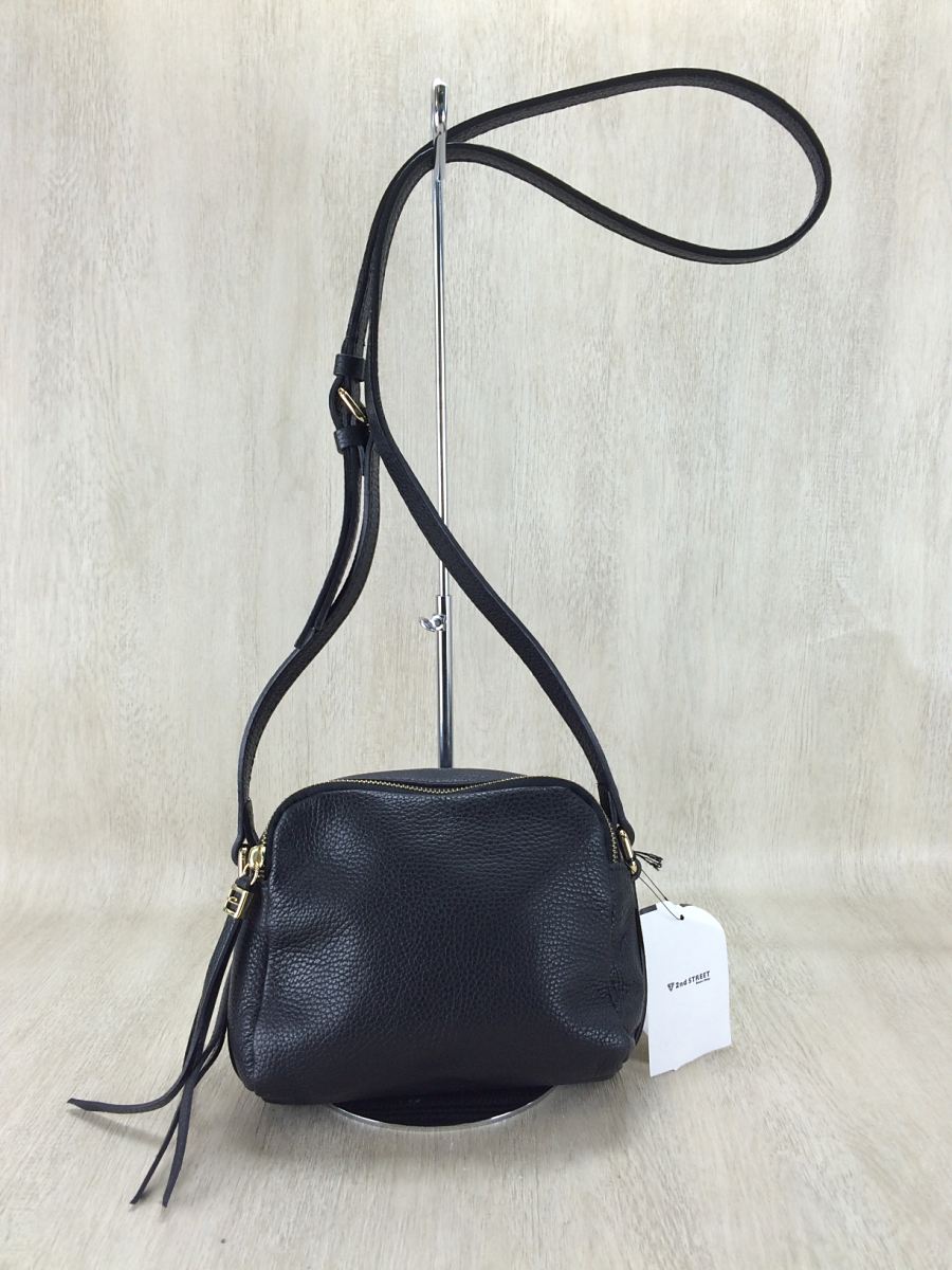 GIANNI CHIARINI◇未使用タグ付/ショルダーバッグ/レザー/BLK/無地 