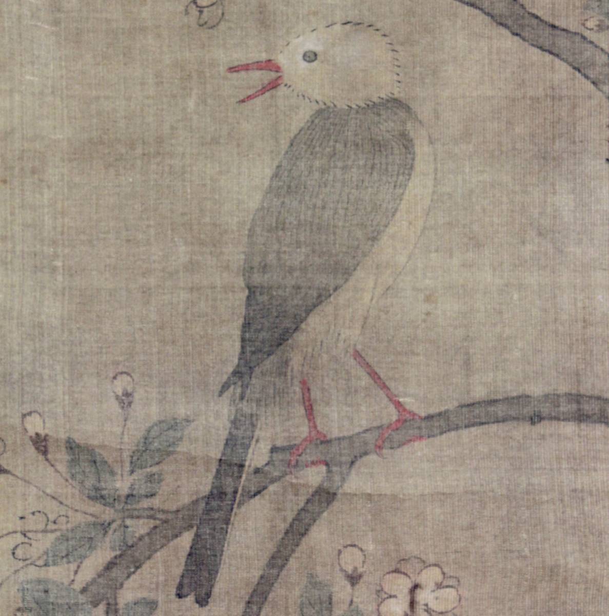 紺】☆掛軸 絹本 鷺図 掛け軸 古図 肉筆 中国☆N65