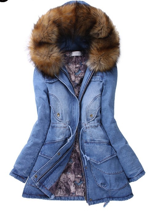 ☆新品☆レディースシンプルロング綿ダウンコ－ト　DD1864　　ブル－　　XL-XXL