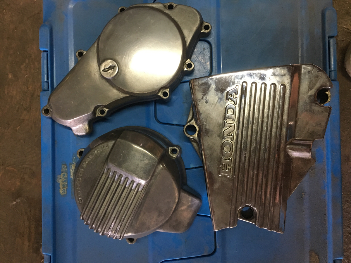 CBX400F 純正エンジンカバーセット メッキ