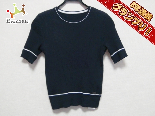 フォクシー FOXEY トップス 半袖カットソー サイズ40 M ダークグレー×白 レディース 新品同様