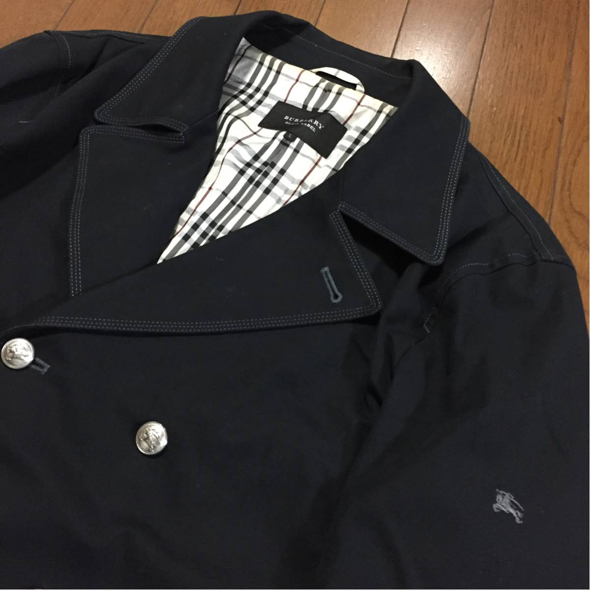 バーバリーブラックレーベル☆銀ボタンＰコート
