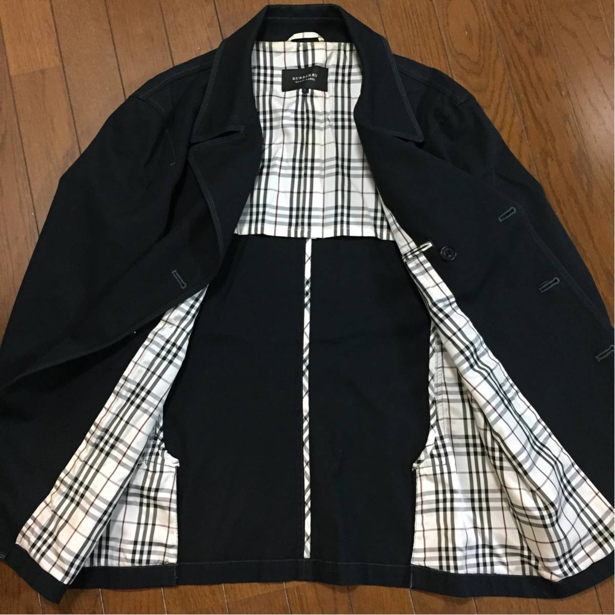 バーバリーブラックレーベル☆銀ボタンＰコート