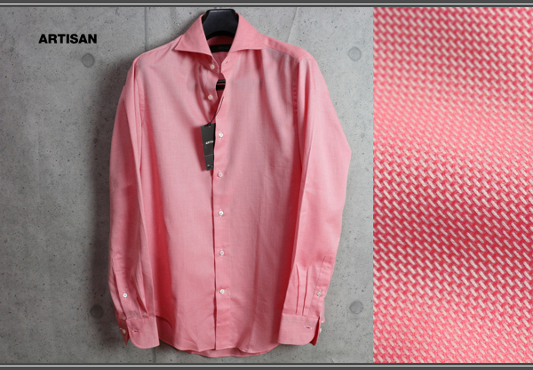 新品アルチザン最高級シャンブレー長袖シャツM白桃 定価3.1万円/ARTISAN