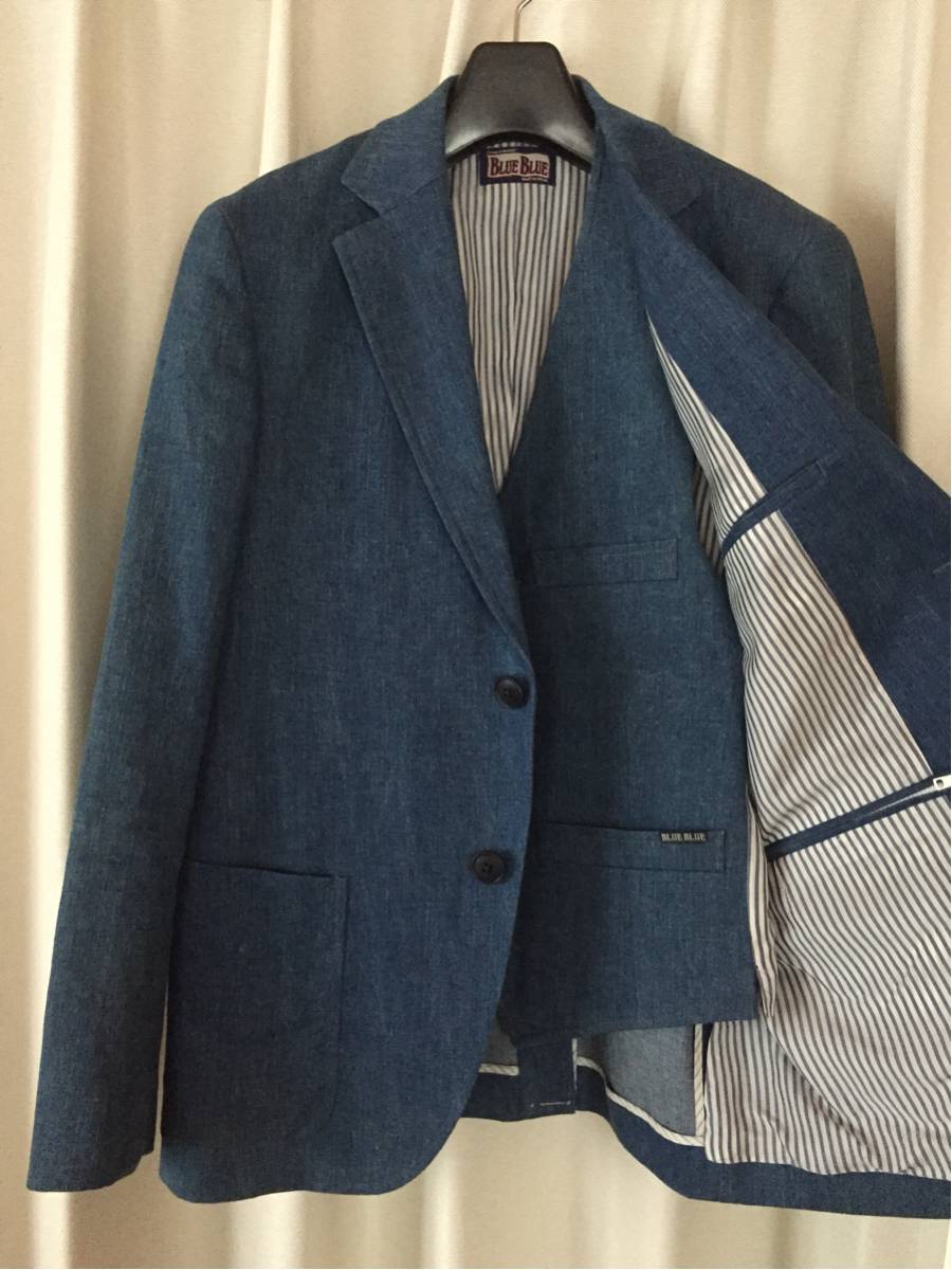美品【 ハリウッドランチマーケット／BLUE BLUE 】ストレッチデニム3Bジャケット×ベスト（Mサイズ）