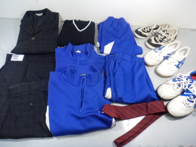 X93 静岡 浜松湖東高校 男子用学生服 制服 ブレザー L▼ズボン 79cm▼体操服ジャージ▼体育館シューズ