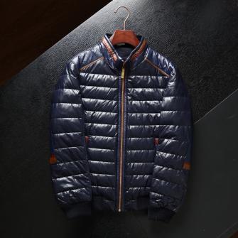 H-JL 新品■PU【50 L】欧州紳士風トレンド スタンドカラー 襟ボア キルティング ダウンジャケット