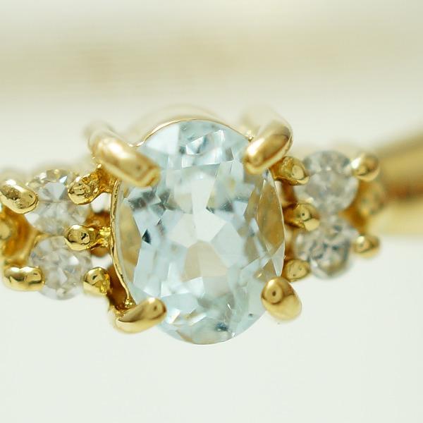 1円～訳ありアウトレット K18 リング 11.5号 アクアマリン ダイヤ 最落なし☆0315