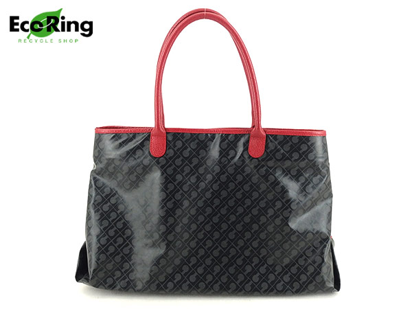 1円 美品 ゲラルディーニ ハンドバッグ トートバッグ グレー×レッド BZ680