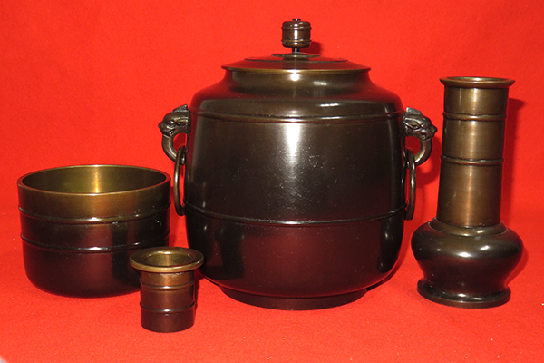 美術品・アンティーク・コレクション 【茶道】皆具 唐金 宣徳皆具 鳳泉