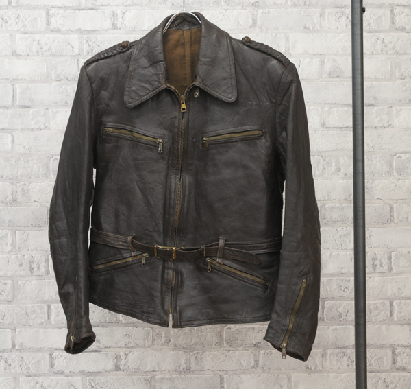 30s【Haeison】ビンテージ レザージャケット モーターサイクルMCハトメ/BUCOハーレーライダース