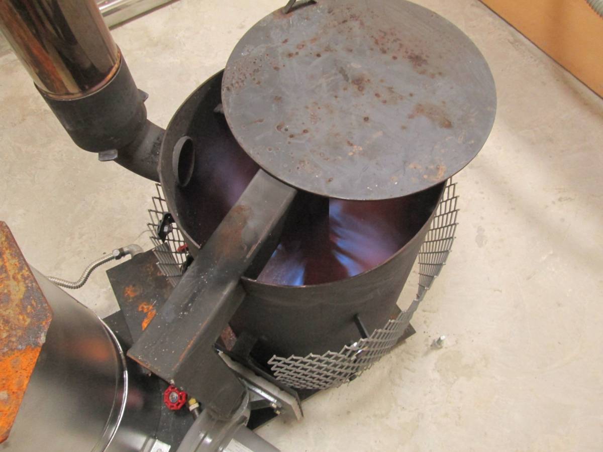 廃油ストーブ　制作　エコ 廃油ストーブ エコトライ eco太郎 中古 作動品 自動車整備工場 工場暖房用