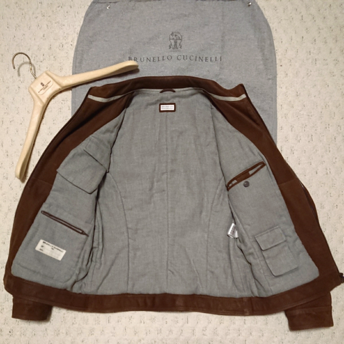 専用sizeXL☆美品☆ブルネロクチネリ レザージャケット オリーブ
