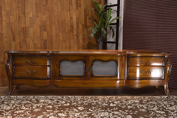 NY59D27+【新品】高級アンティーク調マホガニー材180幅テレビボードTV