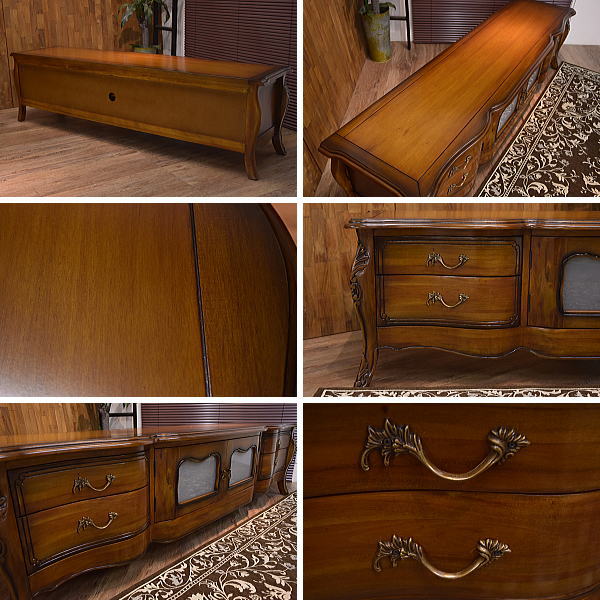 NY59D27+【新品】高級アンティーク調マホガニー材180幅テレビボードTV