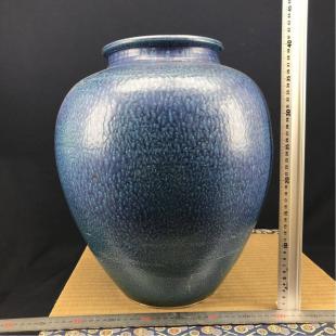 九谷焼 陶器 花瓶 九谷焼 孝作 波模様の青白い陶器花瓶 , 【公式通販】