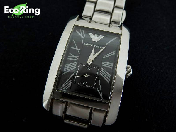 1円 ジャンク品 エンポリオ アルマーニ AR-0156 クオーツ 黒文字盤 メンズ腕時計 EL929