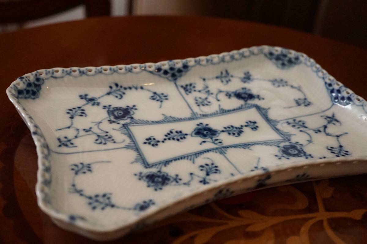 ★★本物未使用自宅保管品★ロイヤルコペンハーゲン ブルーフルーテッド フルレース スクエアプレート★美品