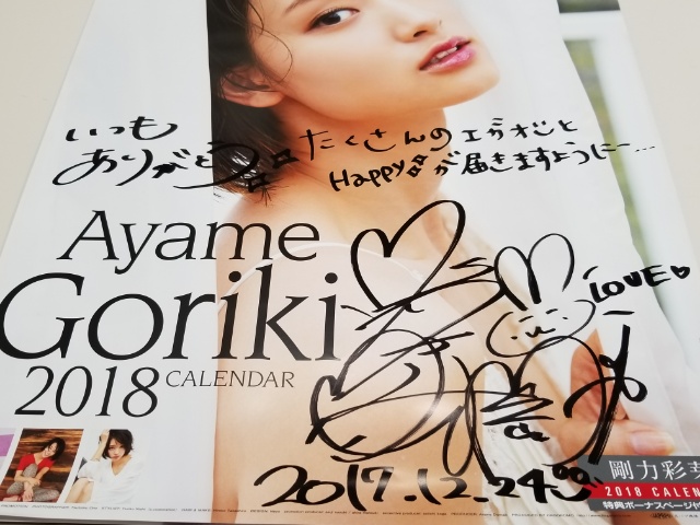 チャリティ]剛力彩芽さん直筆サイン入り 2018オリジナルカレンダー 剛力彩芽 直筆サイン色紙